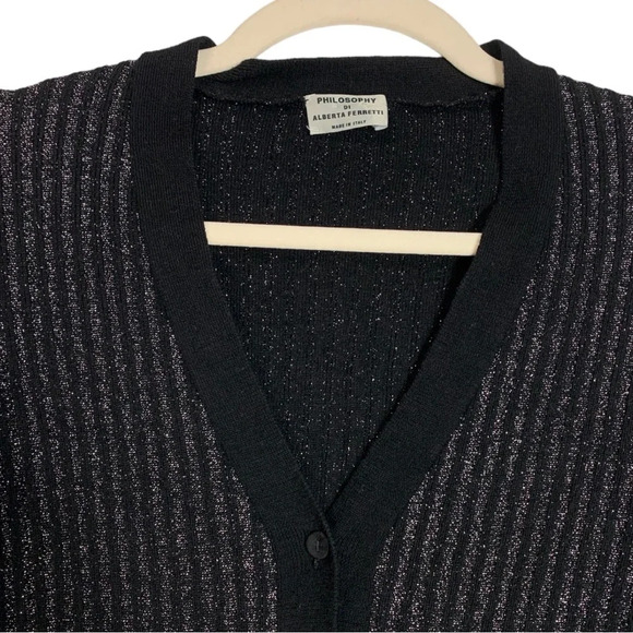philosophy di Alberta Ferretti metallic cardigan sparkle size us 6 festive - Picture 4 of 16